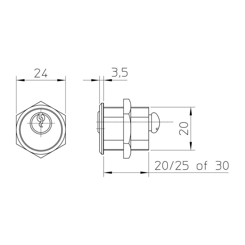 AUTOMATENSLOT CORBIN. GLANS VERNIKKELD 20 MM-NAUTA-Bouwhof shop (6160440131760)