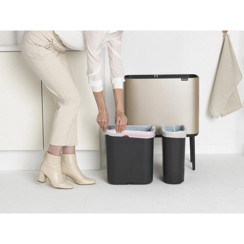 Brabantia Bo Touch Bin afvalemmer 11 + 23 liter met 2 kunststof binnenemmers Champagne-BRABANTIA NEDERLAND B.V.-Bouwhof shop