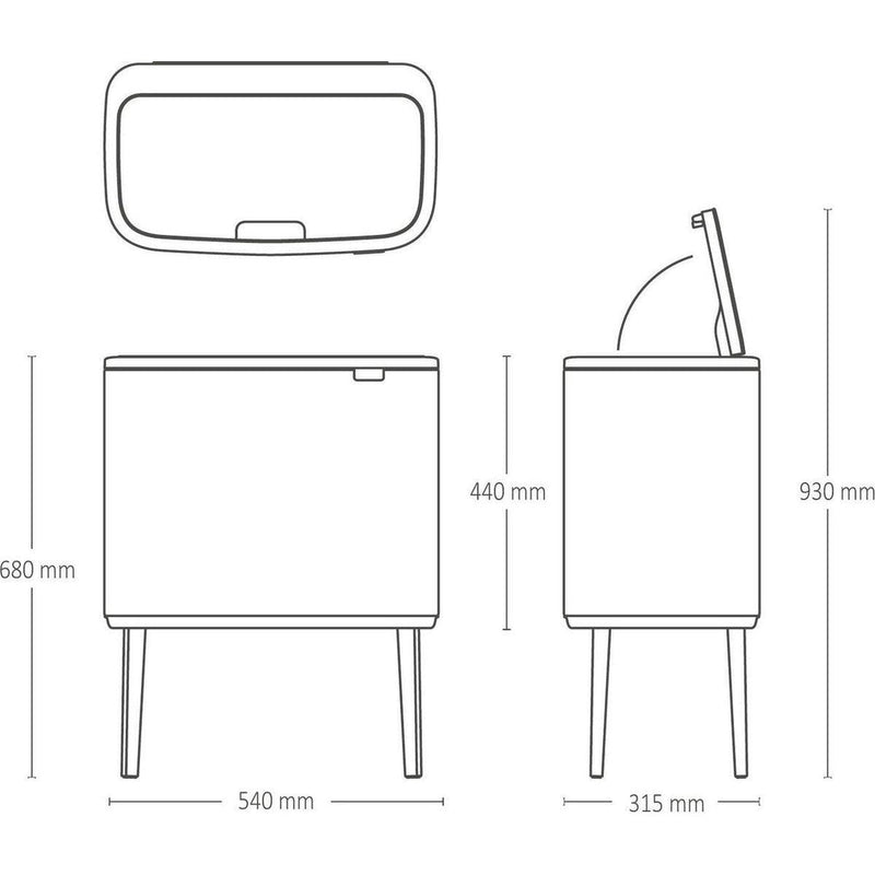 Brabantia Bo Touch Bin afvalemmer 11 + 23 liter met 2 kunststof binnenemmers Champagne-BRABANTIA NEDERLAND B.V.-Bouwhof shop