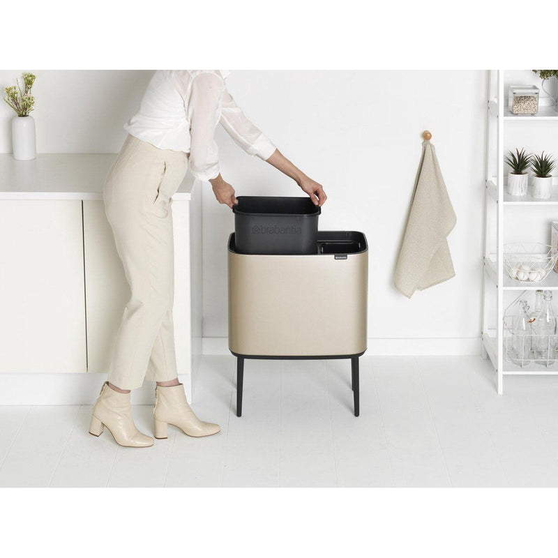 Brabantia Bo Touch Bin afvalemmer 11 + 23 liter met 2 kunststof binnenemmers Champagne-BRABANTIA NEDERLAND B.V.-Bouwhof shop