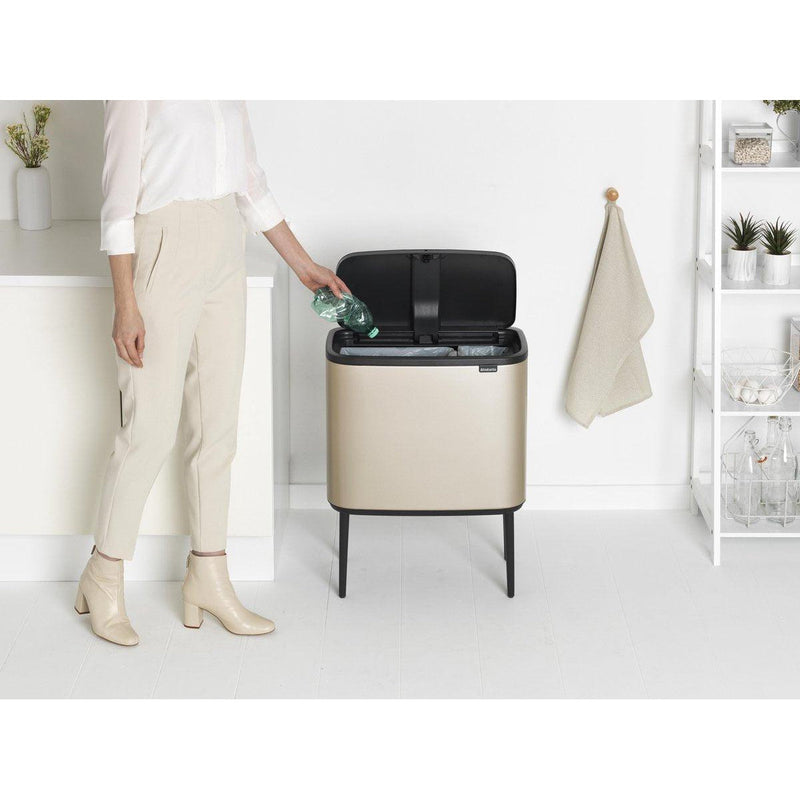 Brabantia Bo Touch Bin afvalemmer 11 + 23 liter met 2 kunststof binnenemmers Champagne-BRABANTIA NEDERLAND B.V.-Bouwhof shop