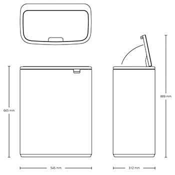 Brabantia Bo Touch Bin afvalemmer 60 ltr. Platinum-BRABANTIA NEDERLAND B.V.-Bouwhof shop (6627241361584)