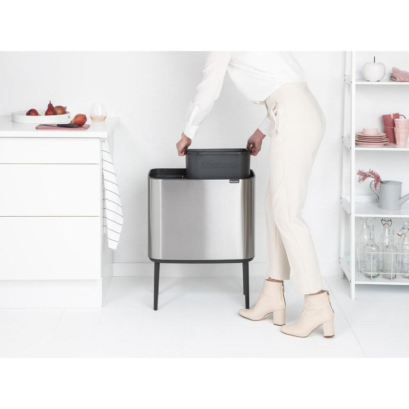 BRABANTIA BO TOUCH BIN AFVALEMMER 11+23 LTR. MATT STEEL FINGERPRINT PROOF-BRABANTIA NEDERLAND B.V.-Bouwhof shop (6207478235312)