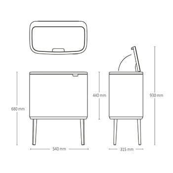 Brabantia bo touch bin afvalemmer 11+23 ltr. Matt zwart-BRABANTIA NEDERLAND B.V.-Bouwhof shop (6179648241840)