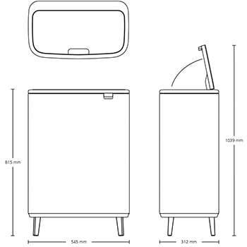 Brabantia bo touch bin hi afvalemmer 2x 30 ltr. Matt zwart-BRABANTIA NEDERLAND B.V.-Bouwhof shop (6135157620912)