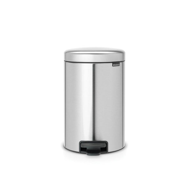 BRABANTIA NEWICON PEDAALEMMER 12 LTR. MATT STEEL FINGERPRINT PROOF-BRABANTIA NEDERLAND B.V.-Bouwhof shop (6198321774768)