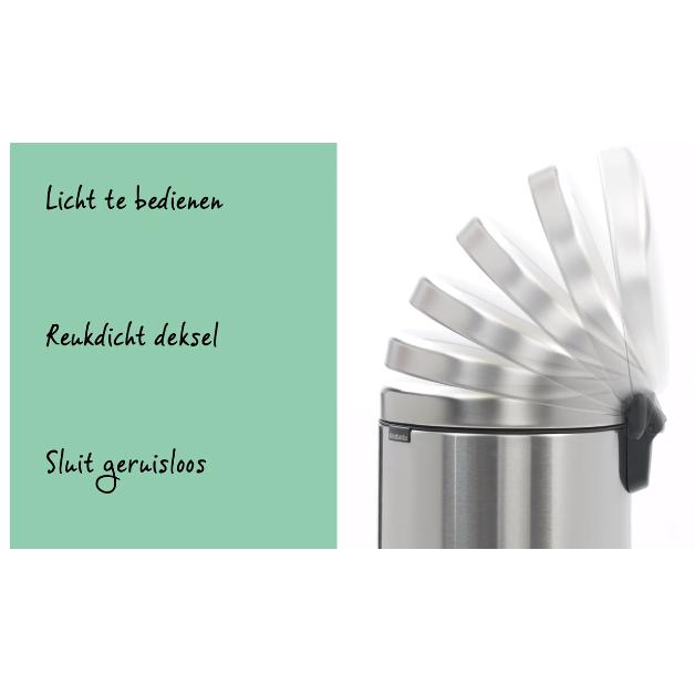 Brabantia newicon pedaalemmer 5 ltr. Matt steel fingerprint proof-BRABANTIA NEDERLAND B.V.-Bouwhof shop (6162803228848)