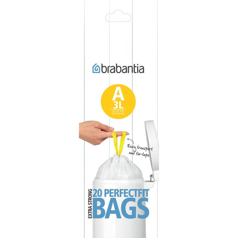 BRABANTIA PERFECTFIT AFVALZAKKEN CODE A 3 LTR. 20 ST.-BRABANTIA NEDERLAND B.V.-Bouwhof shop (6162803359920)