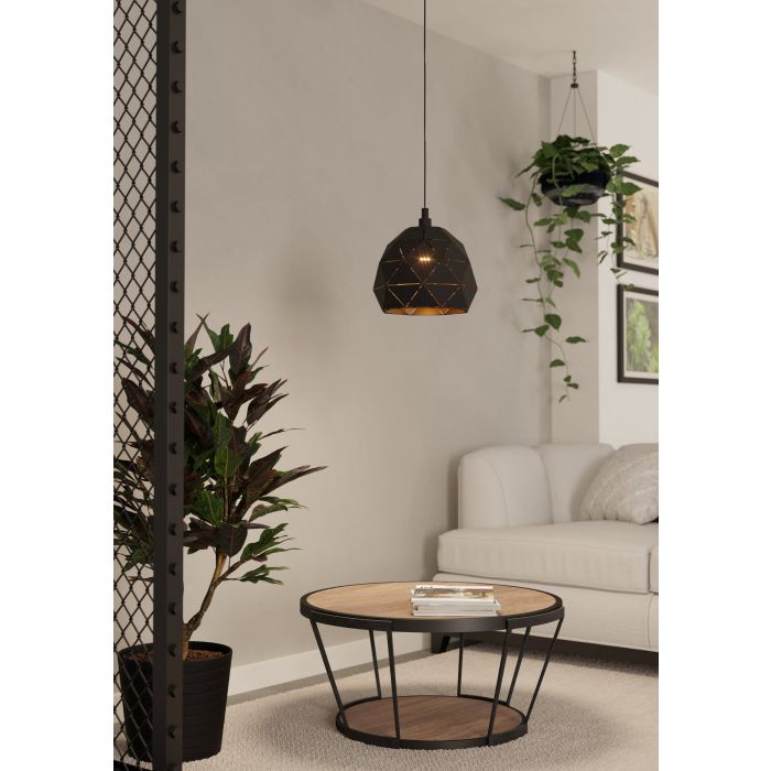 Eglo hanglamp Roccaforte, 30 cm, zwart met goud-EGLO Verlichting Nederland B.V.-Bouwhof shop