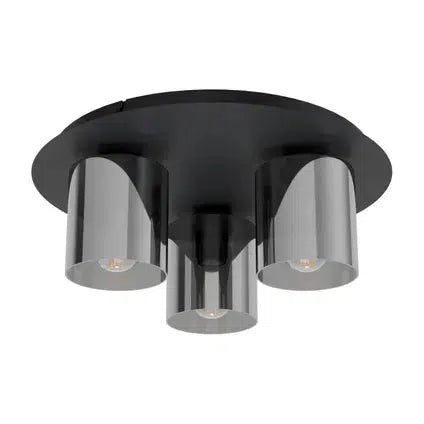 Eglo plafondlamp Gorosiba, zwart, smoke glas, 3 x E27-EGLO Verlichting Nederland B.V.-Bouwhof shop