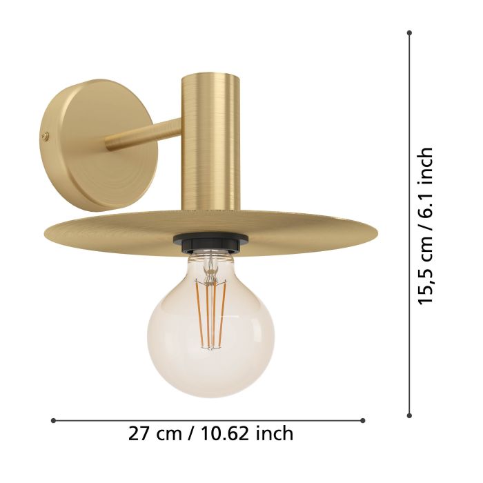 Eglo wandlamp Escandell, goud, staal, 25 cm, E27-EGLO Verlichting Nederland B.V.-Bouwhof shop