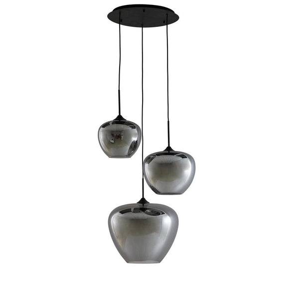 Light & Living hanglamp 3L 40x160 Mayson smoke glas-mat zwart-LIGHT & LIVING [BO] (verlichting)-Bouwhof shop