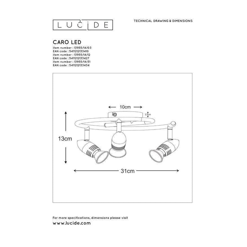 Lucide CARO-LED - Plafondspot - Ø 31 cm - LED - GU10 - 3x5W 2700K - Mat chroom-LUCIDE-Bouwhof shop (6143429476528)