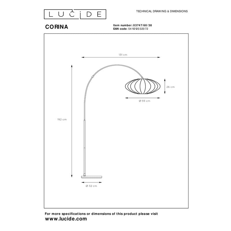 Lucide Corina vloerlamp beige-LUCIDE (verlichting)-Bouwhof shop