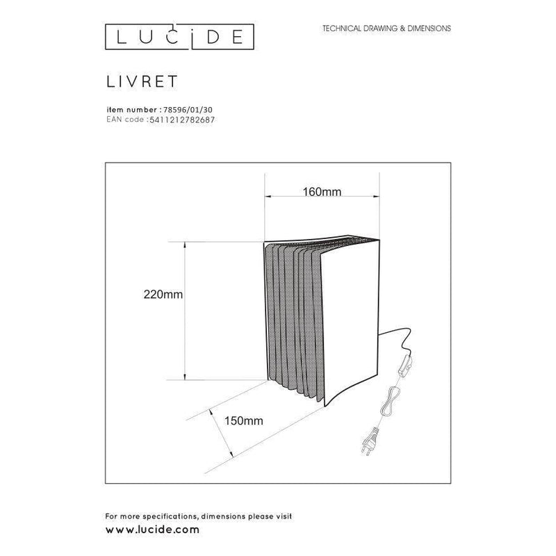 Lucide EXTRAVAGANZA LIVRET - Tafellamp - 1xE14 - Zwart-LUCIDE-Bouwhof shop (6143422431408)