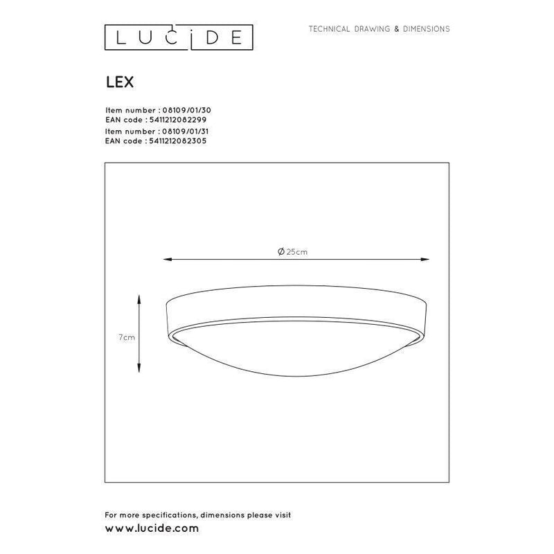 Lucide LEX - Plafonnière - Ø 25 cm - 1xE27 - Zwart-LUCIDE-Bouwhof shop (6143450677424)