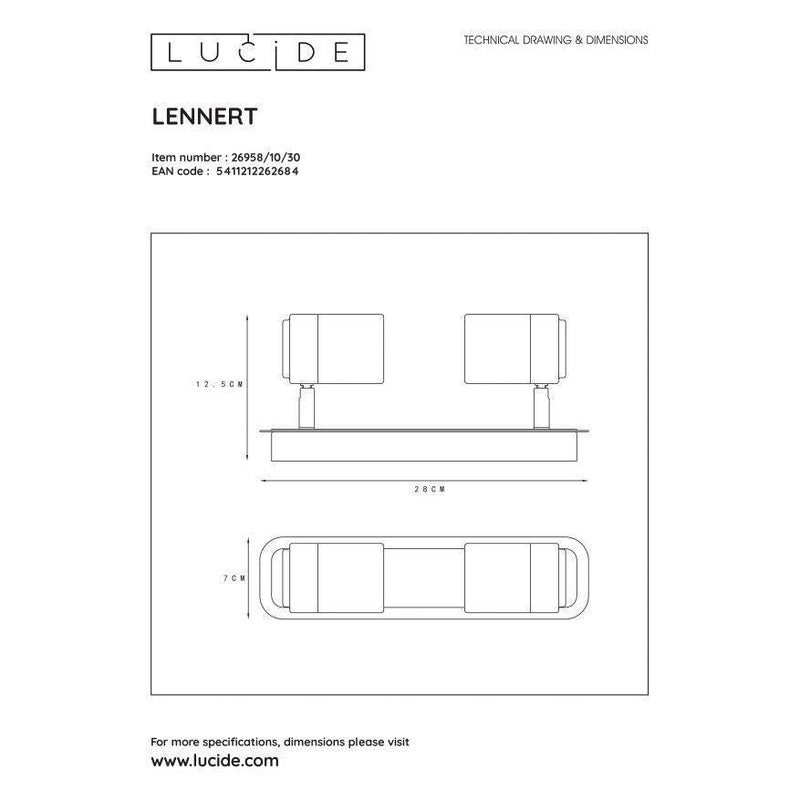 Lucide LENNERT - Plafondspot Badkamer - LED Dimb. - GU10 - 2x5W 3000K - IP44 - Zwart-LUCIDE-Bouwhof shop (6143440388272)