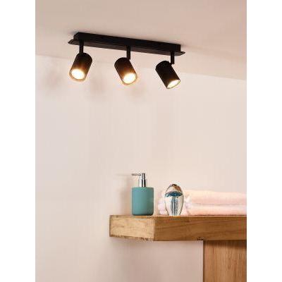 Lucide LENNERT - Plafondspot Badkamer - LED Dimb. - GU10 - 3x5W 3000K - IP44 - Zwart-LUCIDE-Bouwhof shop (6143437996208)