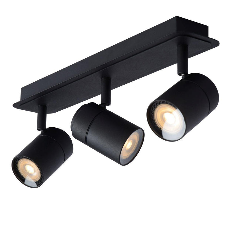 Lucide LENNERT - Plafondspot Badkamer - LED Dimb. - GU10 - 3x5W 3000K - IP44 - Zwart-LUCIDE-Bouwhof shop (6143437996208)