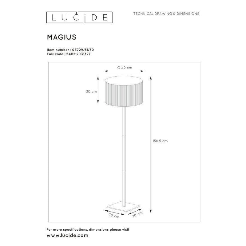 Lucide MAGIUS - Vloerlamp - Ø 42 cm - 1xE27 - Licht hout-LUCIDE-Bouwhof shop (6143464997040)