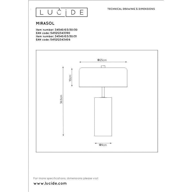 Lucide MIRASOL - Tafellamp - Ø 25 cm - 3xG9 - Wit-LUCIDE-Bouwhof shop (6143442911408)