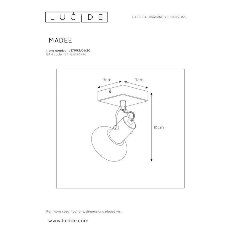 Lucide MADEE - Plafondspot - 1xE14 - Zwart-LUCIDE-Bouwhof shop (6143439667376)