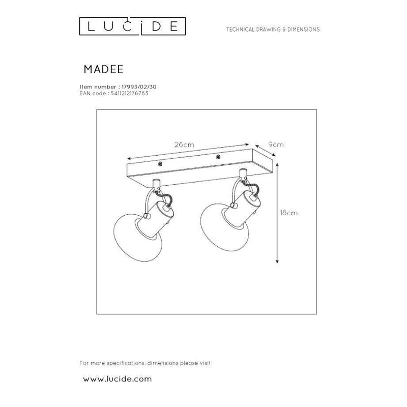 Lucide MADEE - Plafondspot - 2xE14 - Zwart-LUCIDE-Bouwhof shop (6143458017456)