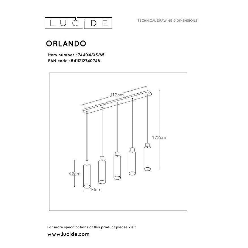 Lucide ORLANDO - Hanglamp - 5xE27 - Fumé-LUCIDE-Bouwhof shop (6606401044656)