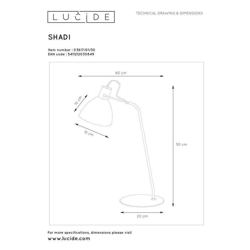 Lucide SHADI - Bureaulamp - Ø 20 cm - 1xE14 - Zwart-LUCIDE-Bouwhof shop (6143452283056)