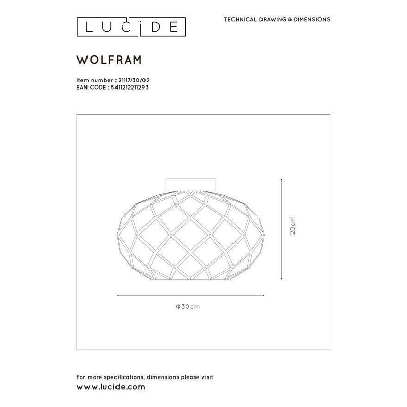 Lucide WOLFRAM - Plafonnière - Ø 30 cm - 1xE27 - Mat Goud / Messing-LUCIDE-Bouwhof shop (6143452709040)