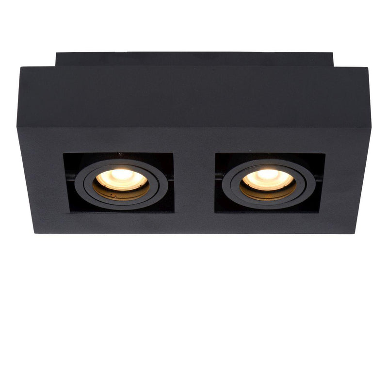 Lucide XIRAX - Plafondspot - LED Dim to warm - GU10 - 2x5W 2200K/3000K - Zwart-LUCIDE-Bouwhof shop (6143465095344)