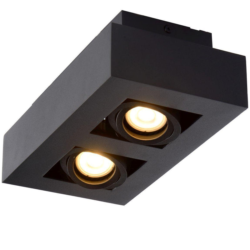 Lucide XIRAX - Plafondspot - LED Dim to warm - GU10 - 2x5W 2200K/3000K - Zwart-LUCIDE-Bouwhof shop (6143465095344)