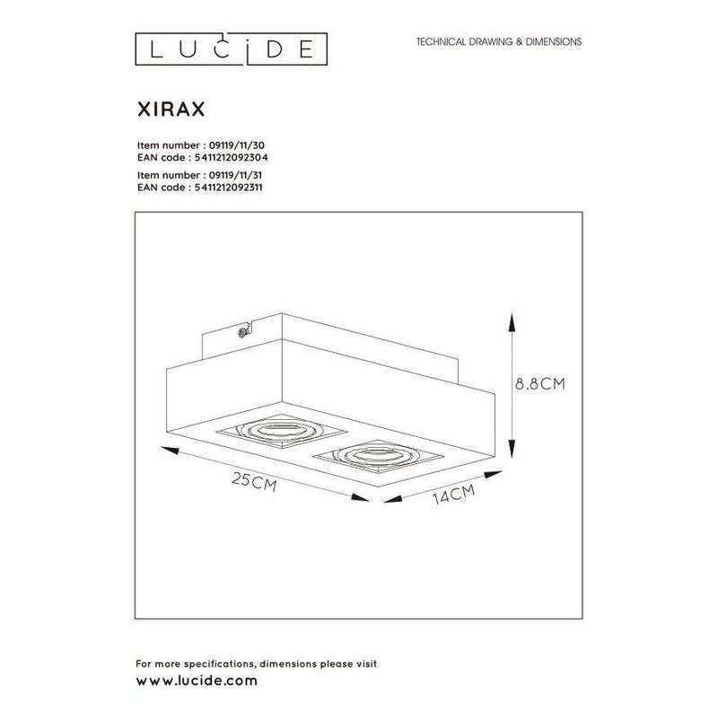 Lucide XIRAX - Plafondspot - LED Dim to warm - GU10 - 2x5W 2200K/3000K - Zwart-LUCIDE-Bouwhof shop (6143465095344)