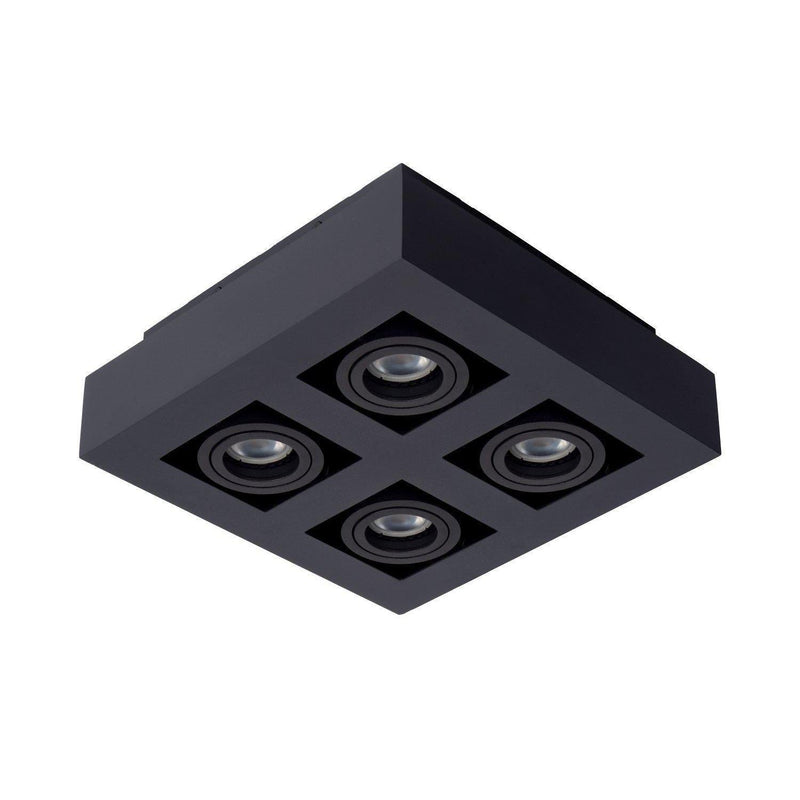 Lucide XIRAX - Plafondspot - LED Dim to warm - GU10 - 4x5W 2200K/3000K - Zwart-LUCIDE-Bouwhof shop (6143433277616)