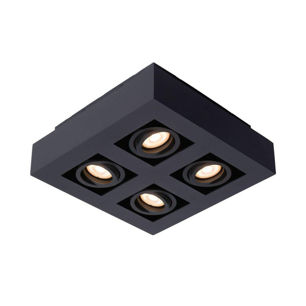 Lucide XIRAX - Plafondspot - LED Dim to warm - GU10 - 4x5W 2200K/3000K - Zwart-LUCIDE-Bouwhof shop (6143433277616)
