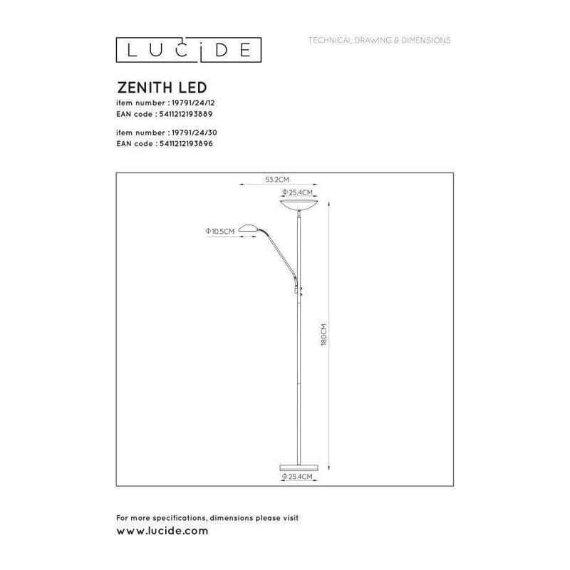 Lucide Zenith leeslamp - Ø 25.4 cm - LED dimbaar - 3000K - zwart-LUCIDE-Bouwhof shop (6627229008048)