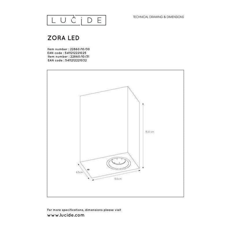 Lucide ZORA-LED - Wandspot Buiten - LED Dimb. - GU10 - 2x5W 3000K - IP44 - Zwart-LUCIDE-Bouwhof shop (6143434031280)