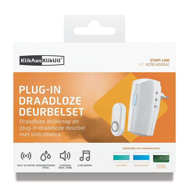 Plug-in draadloze deurbelset ACDB-8000AC-KLIKAANKLIKUIT / TRUST INT.-Bouwhof shop (6651533197488)
