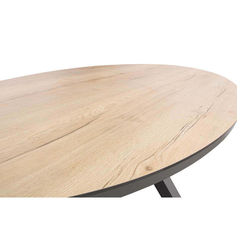 Brescia oval HPL dining table 220x115 cm. woodcolor top Antraciet frame met hout kleur tafelblad-SENS-LINE-Bouwhof shop
