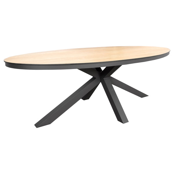 Brescia oval HPL dining table 220x115 cm. woodcolor top Antraciet frame met hout kleur tafelblad-SENS-LINE-Bouwhof shop