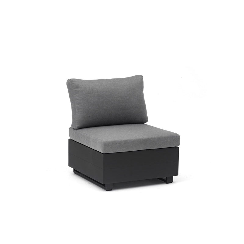 SenS-Line Diego - loungeset met zwart frame, grijze kussens, hout kleur tafelbladen-SENS-LINE-Bouwhof shop