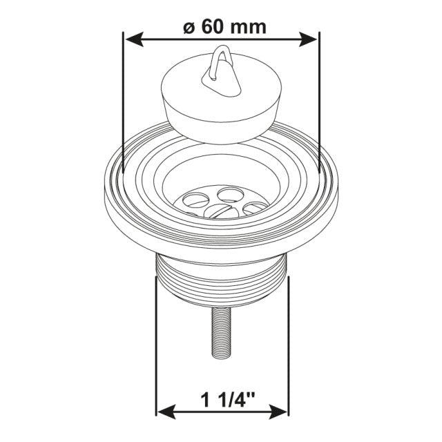 Afvoerplug wastafel 63mm 1 1/4 205-CONMETALL (installatie) | CELLE-Bouwhof shop