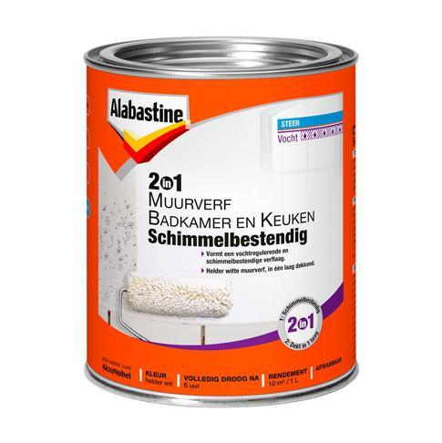 ALABASTINE 2IN1 MUURVERF BADKAMER EN KEUKEN 1LTR-AKZO NOBEL COATINGS (verf & behang)-Bouwhof shop (6169033375920)