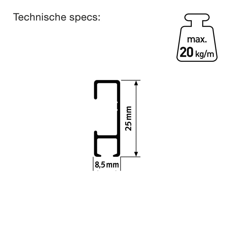 Artiteq PHS click rail compleet wit 600cm 3pp-SCHADEBO [BO]-Bouwhof shop (6657229455536)