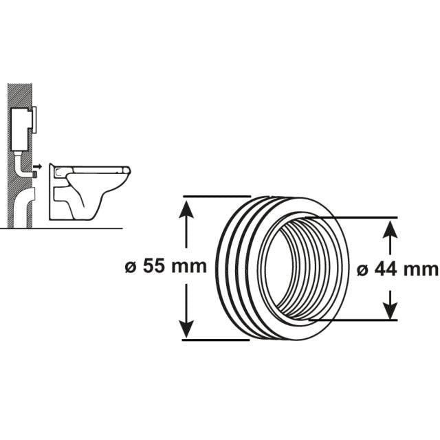 Binnenverbinding wand-wc 44mm/55mm-CONMETALL (installatie) | CELLE-Bouwhof shop (7053478690992)