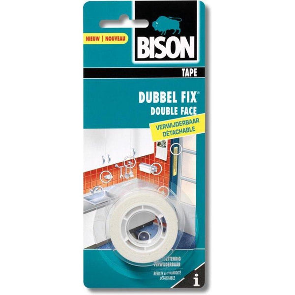 BISON DUBBELFIX TAPE VERWIJDERBAAR 1.5MTRX19MM WIT KAART-AKZO NOBEL COATINGS (verf & behang)-Bouwhof shop (6214589546672)