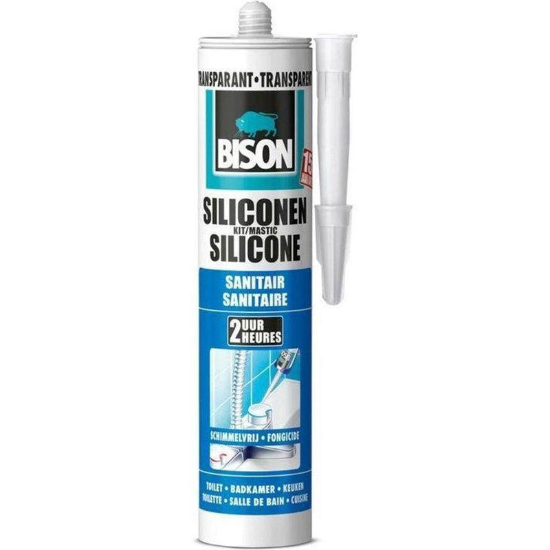 BISON SIL.KIT SANITAIR TRANSPARANT/GRIJS 300ML/KOKER-AKZO NOBEL COATINGS (verf & behang)-Bouwhof shop (6217852125360)