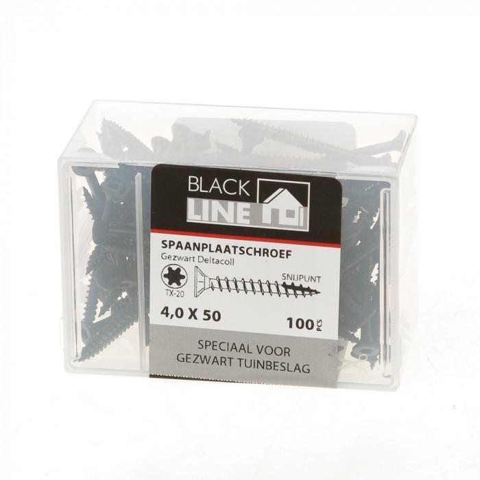 BLACKLINE SPAANPLAATSCHROEF HCP ZWART PK TX-20 + SNIJPUNT 4.0X50/30 (100)-HOENDERDAAL-Bouwhof shop (6137654476976)