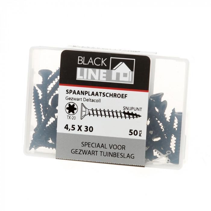 BLACKLINE SPAANPLAATSCHROEF HCP ZWART PK TX-20 + SNIJPUNT 4.5X30 (50)-HOENDERDAAL-Bouwhof shop (6137668632752)