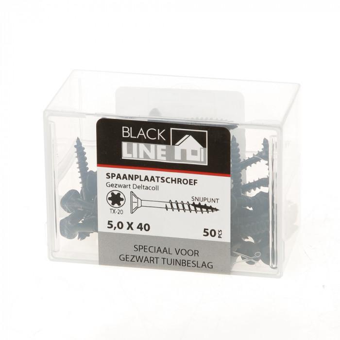 BLACKLINE SPAANPLAATSCHROEF HCP ZWART PK TX-20 + SNIJPUNT 5.0X40/24 (50)-HOENDERDAAL-Bouwhof shop (6137654509744)